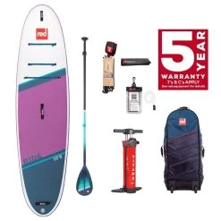 Red Paddle Co. Red Paddle Co 10'6 Ride MSL Inflatable SUP + Cruiser Tough Paddle White-Purple-Dark Blue